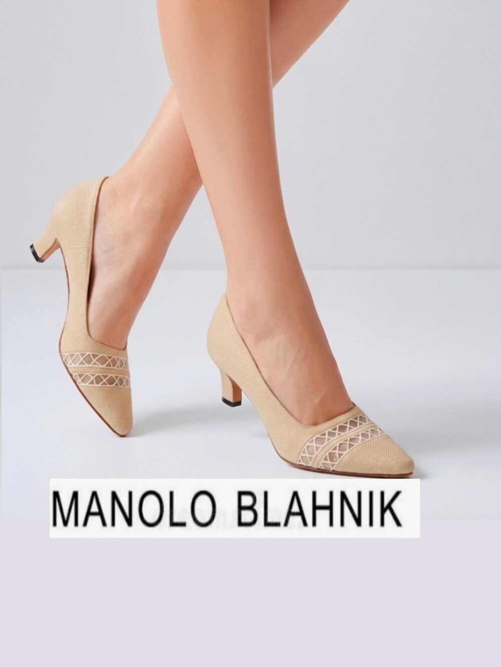 Manolo Blahnik Vintage Italy Made 7 37 Woven Linen Canvas Pumps Shoes